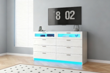 Picture of AMUZER 47" 8-Drawer Dresser with Charging Station & RGB LED