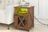 Picture of TOVIA 1-Door Bedside Table/Side Table with LED Light & AC Outlets & USB & Type-C Charging Ports (Brown)