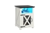 Picture of TOVIA 1-Door Bedside Table/Side Table with LED Light & AC Outlets & USB & Type-C Charging Ports (Off White)