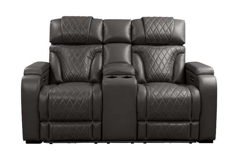 Picture of CALVIA Duo Motor Zero Gravity Adjustable Headrest Reclining Sofa Range (Grey) - Loveseat with USB Port & LED Lighting + Cup Holders (2RRC)