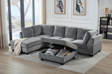Picture of LIBERTY Premium Sectional Sofa with Ottoman (Light Grey)
