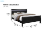 Picture of LOUIS Hevea Wood Bed Frame with LED Lighting Headboard in Queen/Eastern King Sizes (Black) 