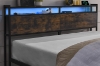 Picture of HOMCOM Platform Bed Frame in Double/Queen Size with Storage Headboard, Charging Station and LED Light