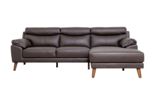 Picture of ANVIL 100% Genuine Leather Sectional Sofa  (Dark Brown) - Chaise Facing Right