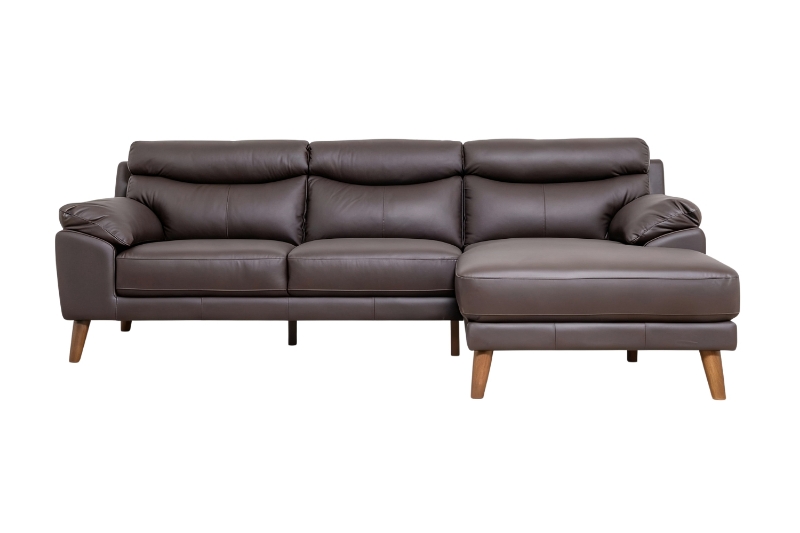 Picture of ANVIL 100% Genuine Leather Sectional Sofa  (Dark Brown) - Chaise Facing Right