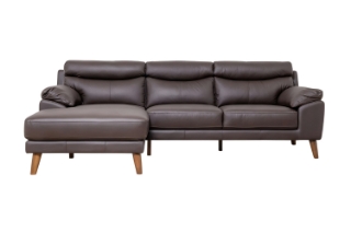 Picture of ANVIL 100% Genuine Leather Sectional Sofa  (Dark Brown) - Chaise Facing Left
