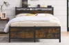 Picture of HOMCOM Platform Bed Frame with Storage Headboard and LED Light in Double Size