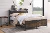 Picture of HOMCOM Platform Bed Frame with Storage Headboard and LED Light in Double Size