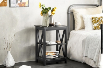 Picture of VECELO 2-Shelf Side Table (Black)
