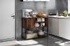 Picture of BESTIER Console Table with Storage Cabinet and Shelves (Brown)