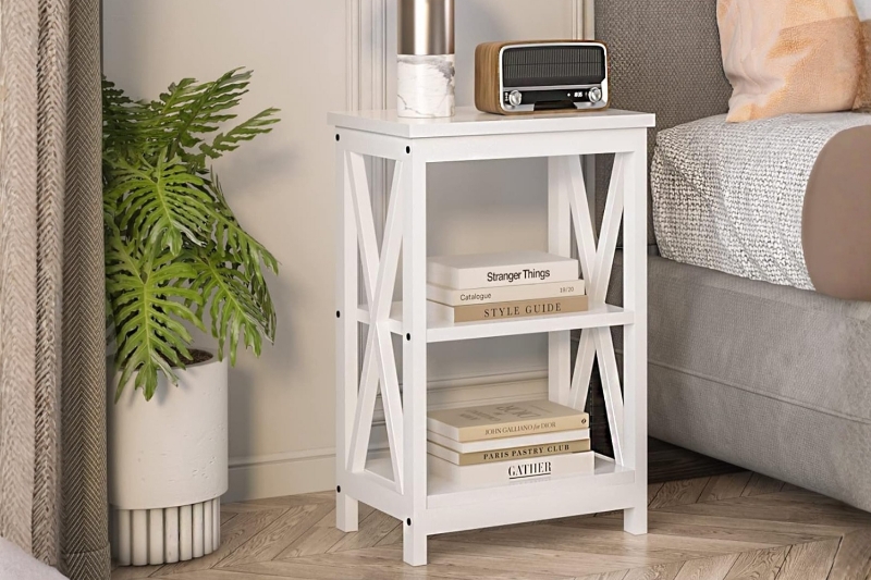 Picture of VECELO 2-Shelf Side Table (Off White) 