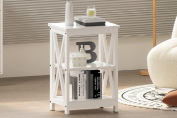 Picture of VECELO 2-Shelf Side Table (Off White) 