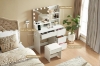Picture of JOANNA Dressing Table with LED Bulb Mirror/Power Station and Stool (White)
