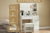Picture of JOANNA Dressing Table with LED Bulb Mirror/Power Station and Stool (White)