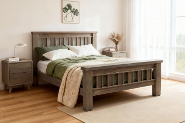 Picture of WESTMINSTER Solid Oak Bed Frame in Queen/ Eastern King  Size (Classic Walnut)