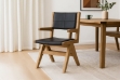 Picture of TIMBERA Solid Reclaimed Pine Wood Frame Dining Armchair with Genuine Leather Seat and Backrest