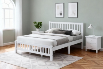 Picture of FORESTER Solid Wood Twin/Double/Queen Size Bed Frame(White)