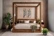 Picture of LIORA Reclaimed Pine Wood 4 Poster Canopy Bed Frame - Eastern King