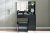 Picture of JOANNA Dressing Table with LED Bulb Mirror / Power Station and Stool (Black)