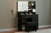 Picture of JOANNA Dressing Table with LED Bulb Mirror/Power Station with Stool (Black)