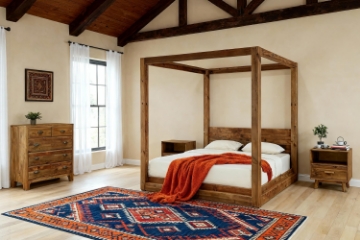 Picture of LIORA 3PC Reclaimed Pine Wood Bedroom Combo Set  in Queen/Eastern King Sizes
