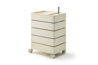 Picture of GALEN Rotating 5 Tier Utility Drawer Wheel Trolley - Off White