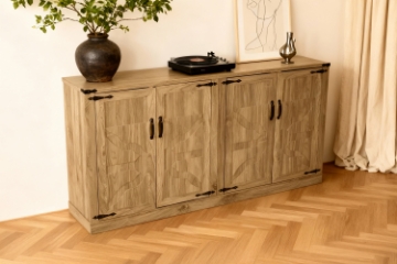 Picture of DORN 4-Door Storage Cabinet with Shelves (Oak)