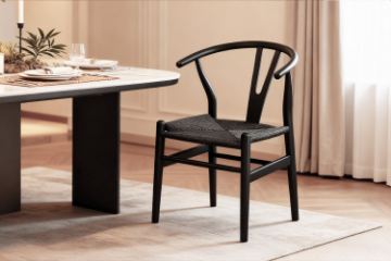 Picture of WISHBONE Solid Beech Y Replica Chair (Black Frame-Black Seat) - 23"×21.5"×29"