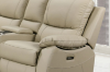 Picture of KEATON Leather Power Reclining Loveseat Sofa with Console & Bluetooth Speaker (Latte)
