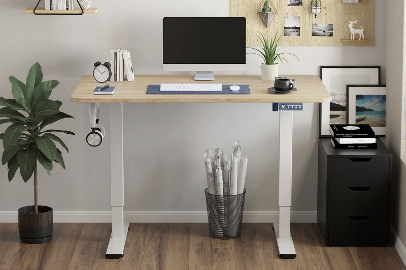 Picture of NEXUS 47" Electric Height Adjustable Standing Desk with LED Display (Light Oak)