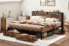 Picture of CASPIAN Platform Bed Frame with Storage Headboard, Drawers and Charging Station in Double/Queen Size 