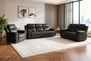Picture of MARDON Manual Reclining Sofa Range (Dark Grey) - Armchair + Loveseat + Sofa Set