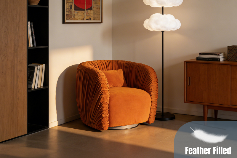 Picture of MOCHA 360° Swivel Feather Filled Farbic Armchair