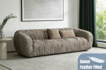 Picture of MOCHA 4 Seater Goose Feather-Filled Fabric Sofa