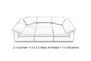 Picture of FEATHERSTONE Feather-Filled Modular Sofa Set  - (2x) Corner + (3x) 1.5 Seat Armless + (1x) Ottoman