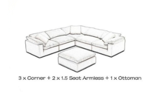 Picture of FEATHERSTONE Feather-Filled Modular Sofa Set  - (3x) Corner + (2x) 1.5 Seat Armless + (1x) Ottoman