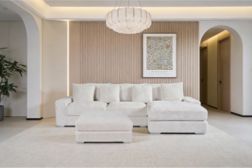 Picture of WINSTON Premium Fabric Modular Sectional Sofa with Ottoman (Beige)