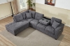 Picture of NEBULA Pro Chenille Fabric Sectional Sofa with Storage Ottoman & Drop-Down Console & USB & Type-C Port (Dark Grey)