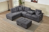 Picture of NEBULA Pro Chenille Fabric Sectional Sofa with Storage Ottoman & Drop-Down Console & USB & Type-C Port (Dark Grey)