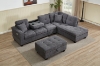 Picture of NEBULA Pro Chenille Fabric Sectional Sofa with Storage Ottoman (Dark Grey) - Chaise Facing Right