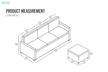 Picture of [FLOOR MODEL CLEARANCE] SUSSEX Memory Foam 4-Seater Extra Large Sofa with Ottoman (Light Gray)