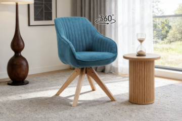 Picture of VENETIAN 360° Swivel Fabric Arm Chair (Blue)