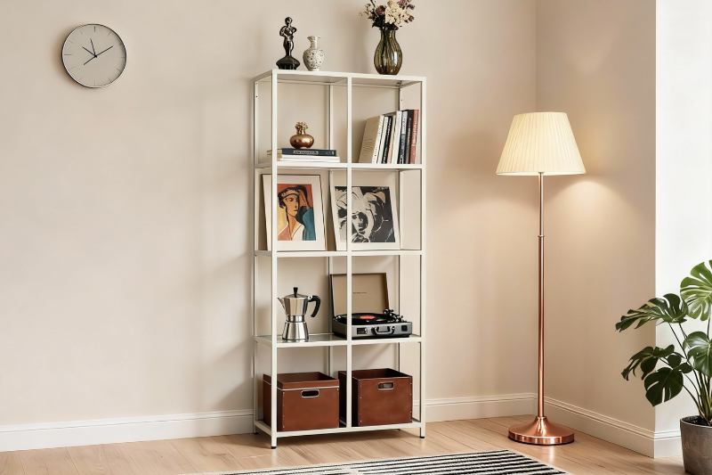 Picture of STARK Steel Frame 70.8"x31.4" Glass Display Shelf (Cream)