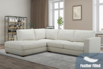 Picture of [FLOOR MODEL CLEARANCE] HEARTLAND Feather Filled Fabric Sectional Sofa - Chaise Facing Left