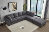 Picture of LIBERTY Premium Chenille Fabric Sectional Sofa (Dark Grey) - Chaise Facing Right with Storage Ottoman