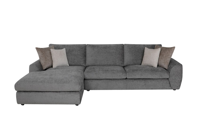 Picture of [FLOOR MODEL CLEARANCE] HAYVA Feather-Filled Fabric Sectional Sofa - Chaise Facing Left 