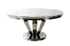 Picture of [FLOOR MODEL CLEARANCE] NUCCIO 59" Marble Top Stainless Round Dining Table (Light Gray)