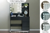 Picture of JOANNA Dressing Table with LED Bulb Mirror/Power Station and Stool (Black)