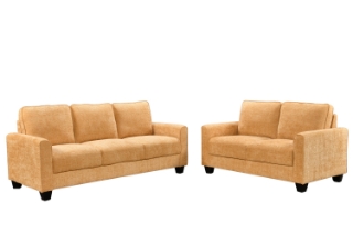 Picture of ANTONIA Fabric Sofa Range (Yellow) - Loveseat + Sofa Set