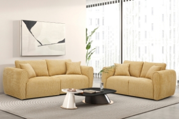 Picture of RIVANO 3/2 Seater Fabric Sofa Range (Yellow) - Loveseat +Sofa Set